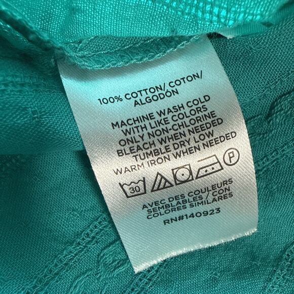 Ann Taylor LOFT Geometric Tiered Ruffle Short Sleeve Teal Embroidered XL Dress - Picture 6 of 12